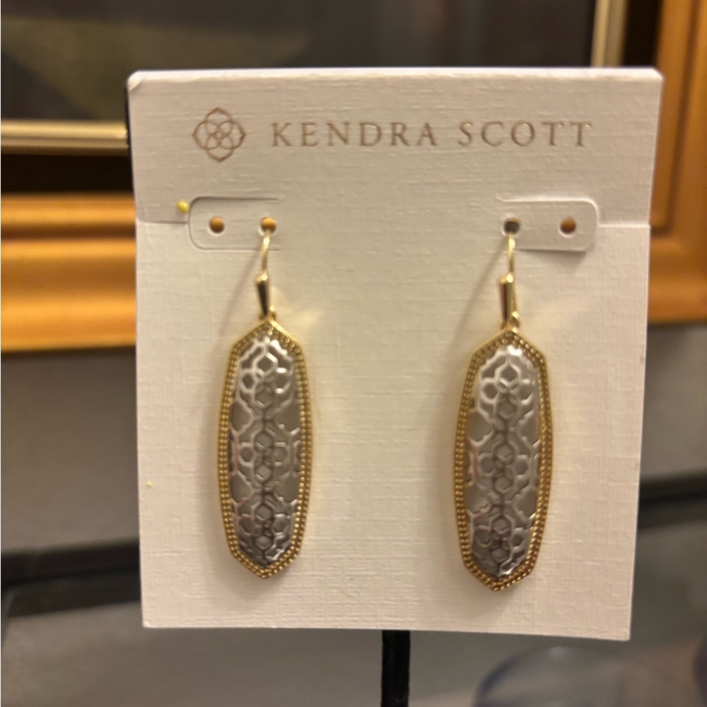 Kendra Scott Gold and Silver Textured Earrings - Picture 2 of 5
